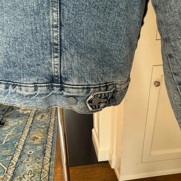 H&M Men’s Denim Stonewashed Trucker Sherpa Collar Jacket Size M Fully Lined - Picture 10 of 15